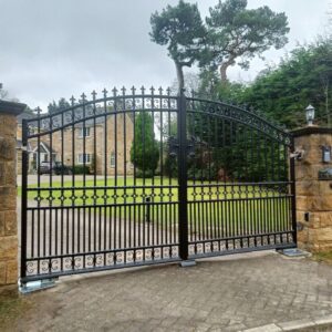 wrought ironornate electric swing gates fitted to a domestic property in leeds