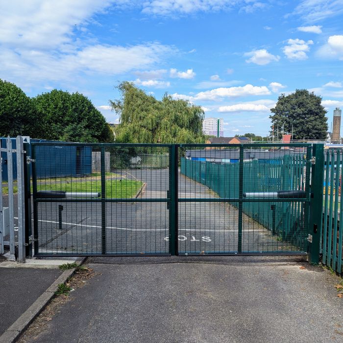 electric security gates installed on a local school